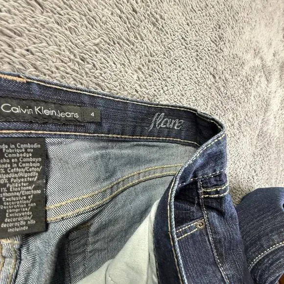 Calvin Klein Jeans Womens Sz 4 Flare Dark Wash Denim Y2K Vintage Low Rise - Picture 5 of 9